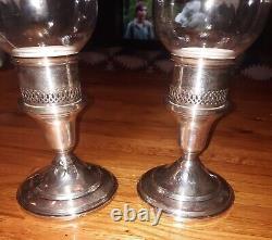 Paire de verres en argent sterling gravés magnifiques Vintage 1940's JW Mueck Large 330