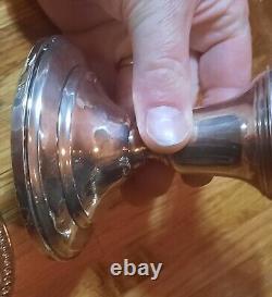 Paire de verres en argent sterling gravés magnifiques Vintage 1940's JW Mueck Large 330