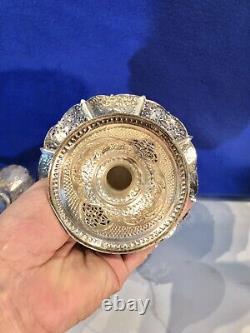 Paire de vintage rare plat à bonbons fait main gravé à la main en argent massif 84 716,97 grammes
