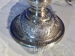 Paire de vintage rare plat à bonbons fait main gravé à la main en argent massif 84 716,97 grammes