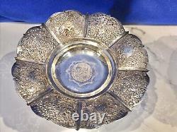 Paire de vintage rare plat à bonbons fait main gravé à la main en argent massif 84 716,97 grammes
