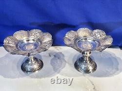 Paire de vintage rare plat à bonbons fait main gravé à la main en argent massif 84 716,97 grammes