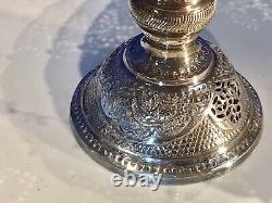 Paire de vintage rare plat à bonbons fait main gravé à la main en argent massif 84 716,97 grammes