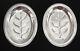 Paire Rare De Petits Jeux En Argent Sterling Avec 5 Compartiments Et Motifs D'arbres
