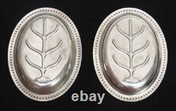 Paire rare de petits jeux en argent sterling avec 5 compartiments et motifs d'arbres
