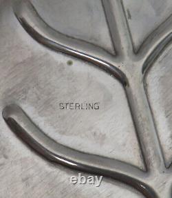 Paire rare de petits jeux en argent sterling avec 5 compartiments et motifs d'arbres