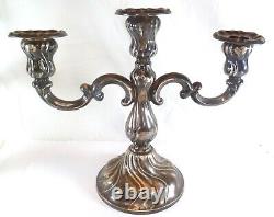 Paire vintage de 9 chandeliers en argent à trois bras. 835