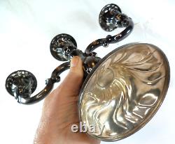 Paire vintage de 9 chandeliers en argent à trois bras. 835