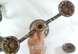 Paire vintage de 9 chandeliers en argent à trois bras. 835