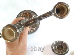 Paire vintage de 9 chandeliers en argent à trois bras. 835