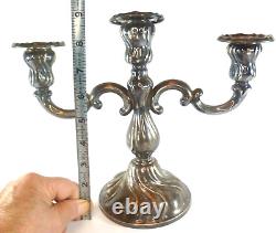 Paire vintage de 9 chandeliers en argent à trois bras. 835