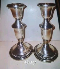 Paire vintage de bougeoirs Empire Silver Company en argent sterling .925