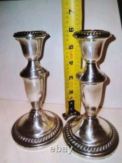 Paire vintage de bougeoirs Empire Silver Company en argent sterling .925