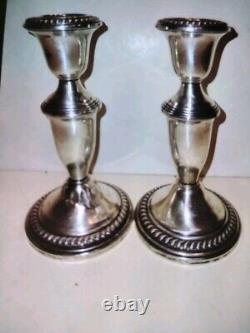 Paire vintage de bougeoirs Empire Silver Company en argent sterling .925