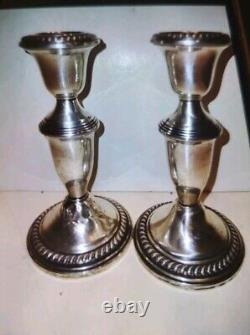 Paire vintage de bougeoirs Empire Silver Company en argent sterling .925