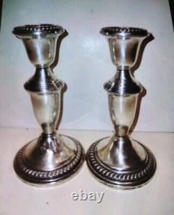 Paire vintage de bougeoirs Empire Silver Company en argent sterling .925