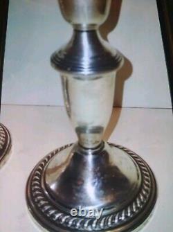 Paire vintage de bougeoirs Empire Silver Company en argent sterling .925