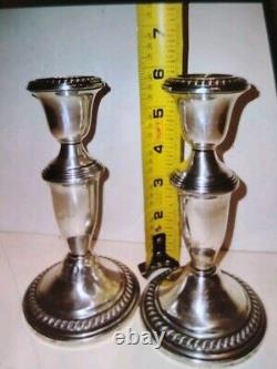 Paire vintage de bougeoirs Empire Silver Company en argent sterling .925