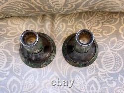 Paire vintage de bougeoirs en argent plaqué azurite malachite Los Castillo