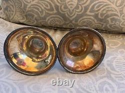 Paire vintage de bougeoirs en argent plaqué azurite malachite Los Castillo