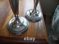 Paire vintage de bougeoirs en argent sterling C. D. Peacock 9 3/4 avec motif de panier