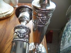 Paire vintage de bougeoirs en argent sterling C. D. Peacock 9 3/4 avec motif de panier