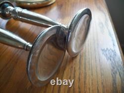 Paire vintage de bougeoirs en argent sterling C. D. Peacock 9 3/4 avec motif de panier