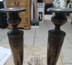 Paire vintage de bougeoirs en argent sterling de 9 3/4 pouces de C. D. Peacock