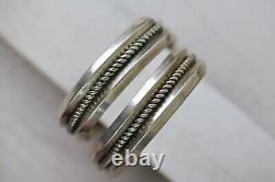 Paire vintage de bracelets manchette en argent sterling indien 925 du sud-ouest 6.25