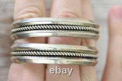 Paire vintage de bracelets manchette en argent sterling indien 925 du sud-ouest 6.25