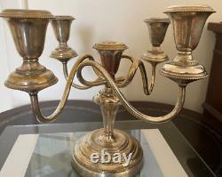 Paire vintage de chandeliers à cinq branches en argent plaqué