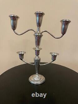 Paire vintage de chandeliers à cinq branches en argent sterling