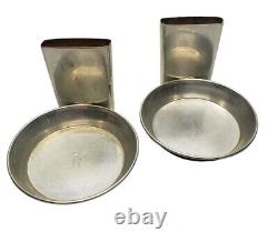 Paire vintage de petits cendriers en argent sterling avec porte-allumettes intégré