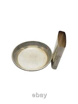 Paire vintage de petits cendriers en argent sterling avec porte-allumettes intégré