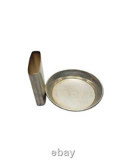 Paire vintage de petits cendriers en argent sterling avec porte-allumettes intégré