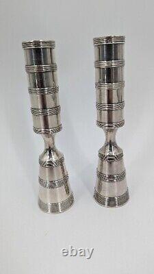 Paire vintage de porte-bougies / chandeliers argentés Dansk avec poids, Quistgaard.