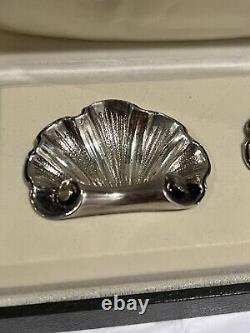 Paire vintage de porte-couteaux/baguette en argent plaqué coquille Christofle dans la boîte France