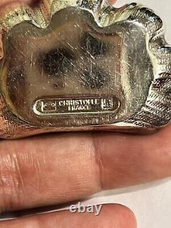 Paire vintage de porte-couteaux/baguette en argent plaqué coquille Christofle dans la boîte France