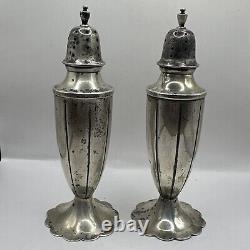 Paire vintage de salières et poivrières en argent sterling 168G NON lestées