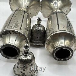 Paire vintage de salières et poivrières en argent sterling 168G NON lestées