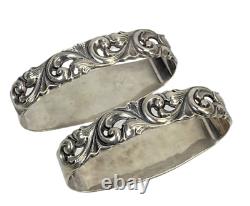 Paire vintage de serviettes en argent sterling Brodrene Mylius Tele 830s
