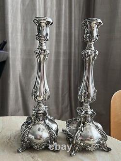 Paires de bougeoirs vintage 2 en argent sterling 13 26,2 oz ornés