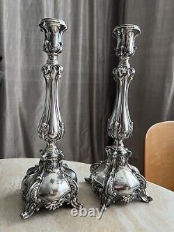 Paires de bougeoirs vintage 2 en argent sterling 13 26,2 oz ornés