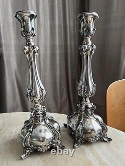 Paires de bougeoirs vintage 2 en argent sterling 13 26,2 oz ornés