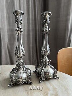 Paires de bougeoirs vintage 2 en argent sterling 13 26,2 oz ornés