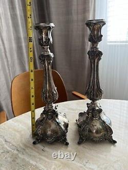 Paires de bougeoirs vintage 2 en argent sterling 13 26,2 oz ornés