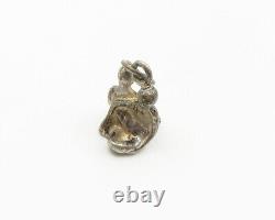 Pendentif moderne en argent sterling 925 sculpté vintage de couple assis - PT14716