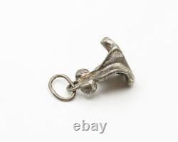 Pendentif moderne en argent sterling 925 sculpté vintage de couple assis - PT14716