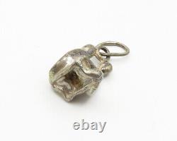 Pendentif moderne en argent sterling 925 sculpté vintage de couple assis - PT14716