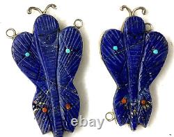 Pendentifs vintage Quandelacy Comosona Zuni, Deux, Jeune Fille du Maïs, Lapis, Turquoise, Cadeau